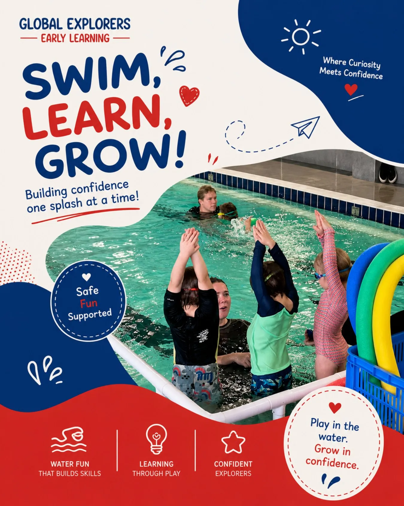Global Explorers Early Learning swim program social media creative