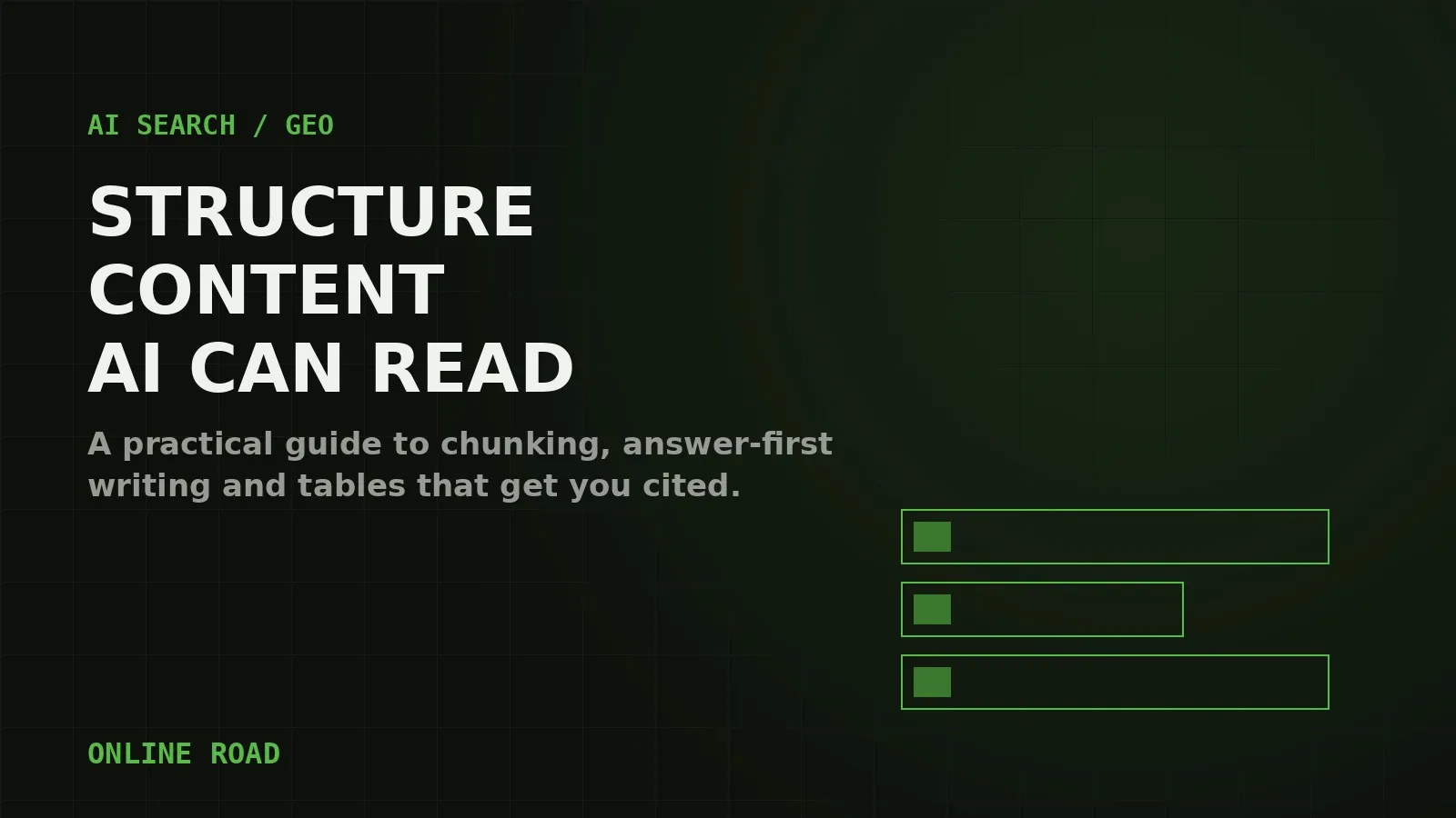 How to structure content for AI search: chunking, answer-first paragraphs and tables that get an Australian business cited by AI.